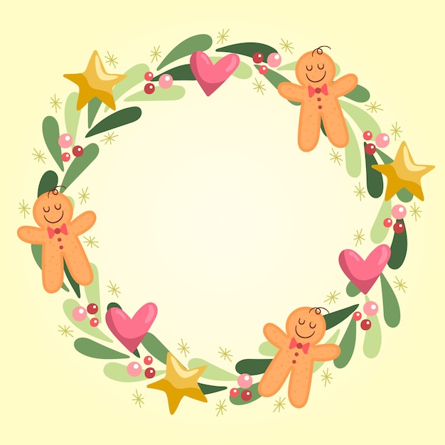 Flat design christmas wreath concept