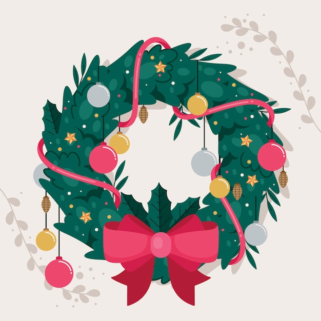 Flat design christmas wreath concept