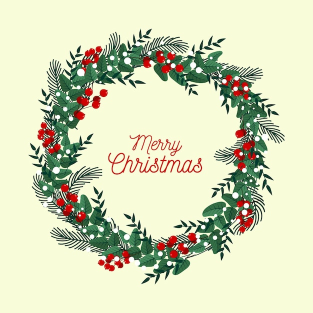 Flat design christmas wreath