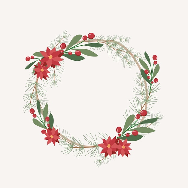 Flat design christmas wreath