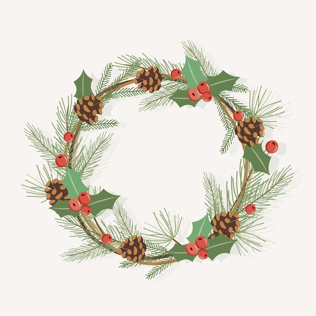 Flat design christmas wreath