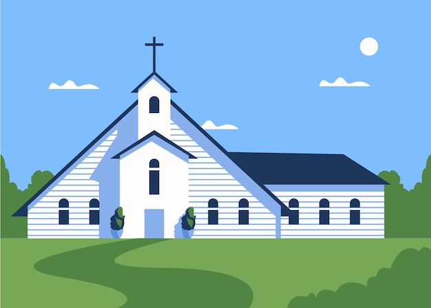 Flat design church building illustration