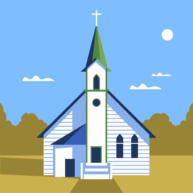 Flat design church building illustration