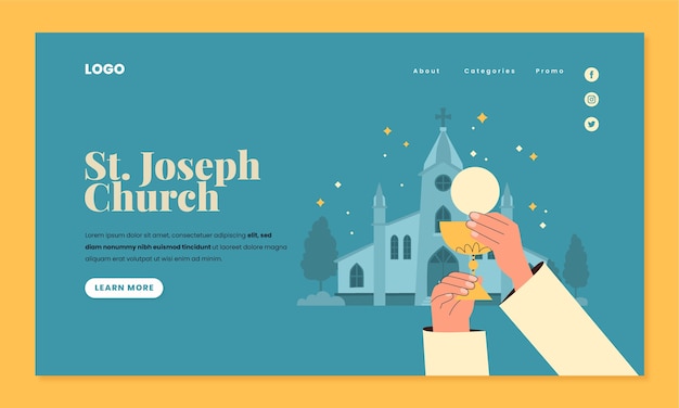 Free Vector flat design church landing page template