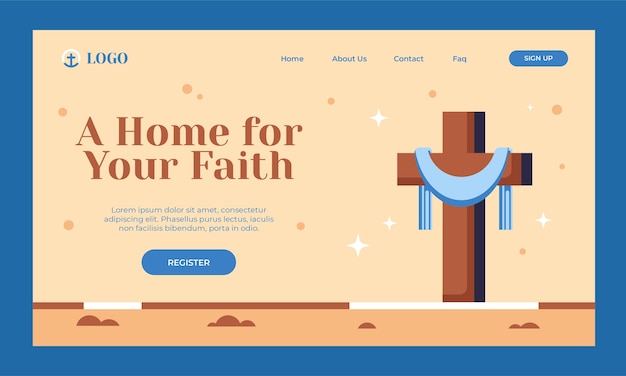 Flat design church landing page