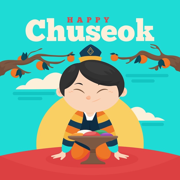 Flat design chuseok concept