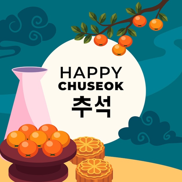 Flat design chuseok concept