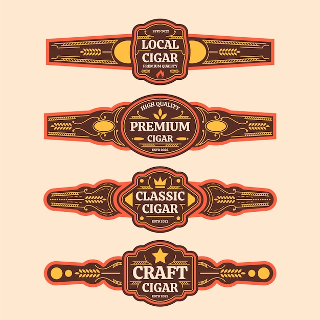 Free Vector flat design cigar label collection