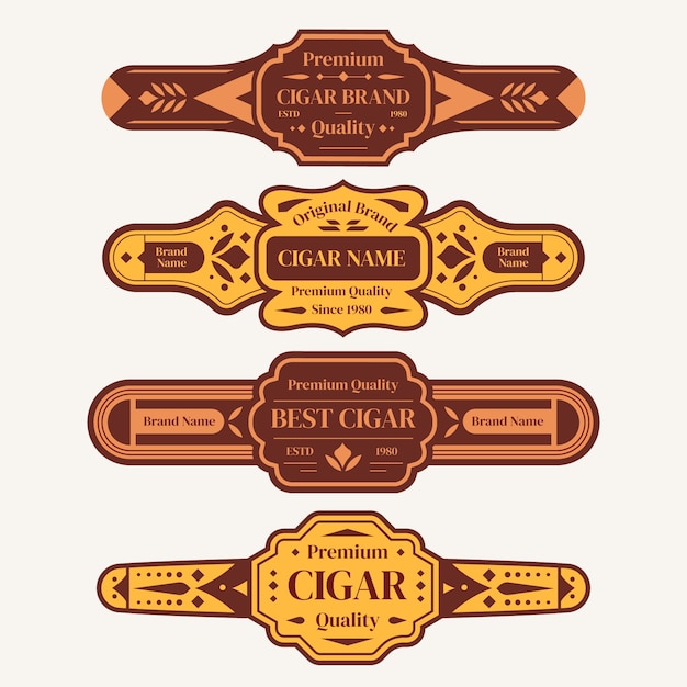 Free vector flat design cigar labels design