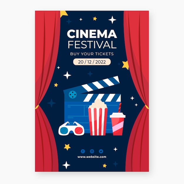 Flat design cinema festival poster