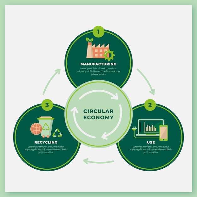 Flat design circular economy infographic