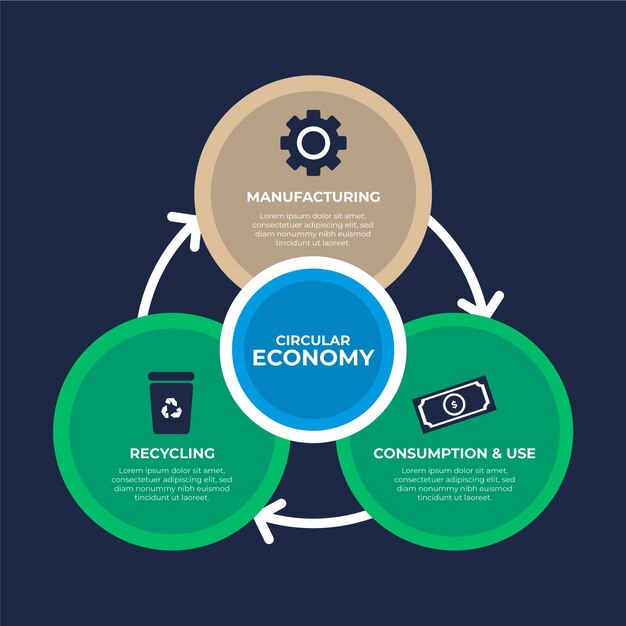 Flat design circular economy infographic