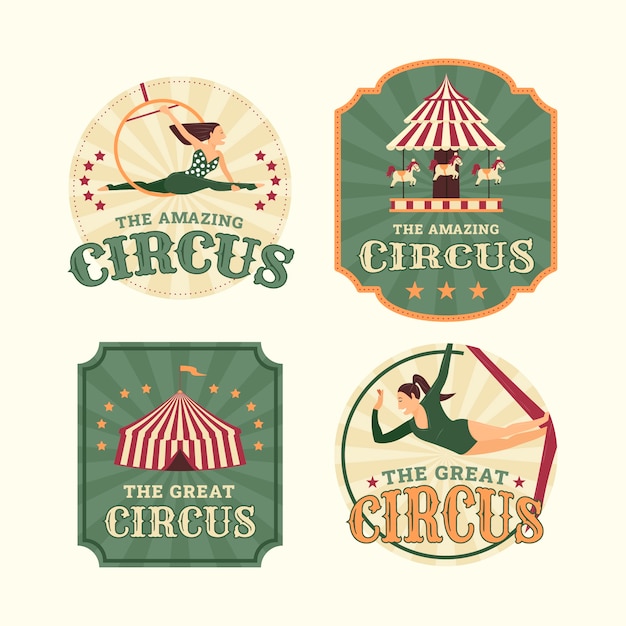 Flat design circus show labels template