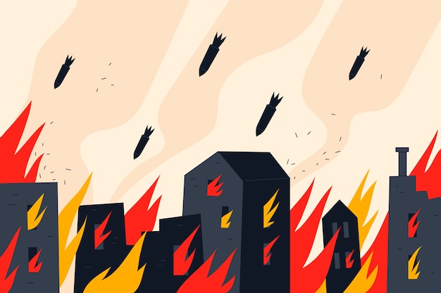 Free Vector flat design city on fire background