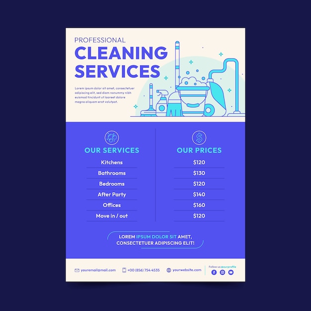 Flat design cleaning service flyer template