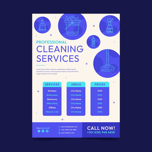 Free Vector flat design cleaning service flyer template