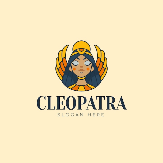 Flat design cleopatra logo template