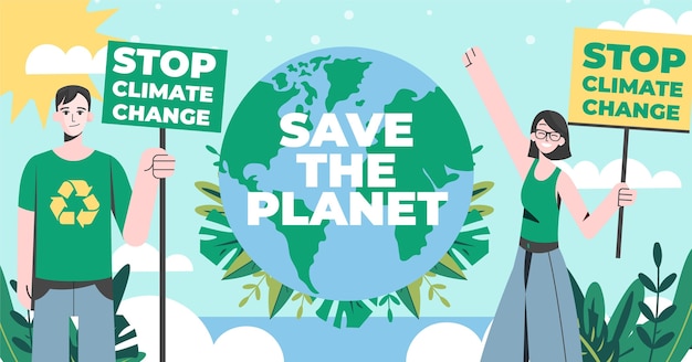 Flat design climate change facebook post