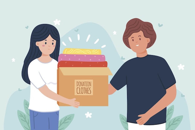 Flat design clothing donation concept