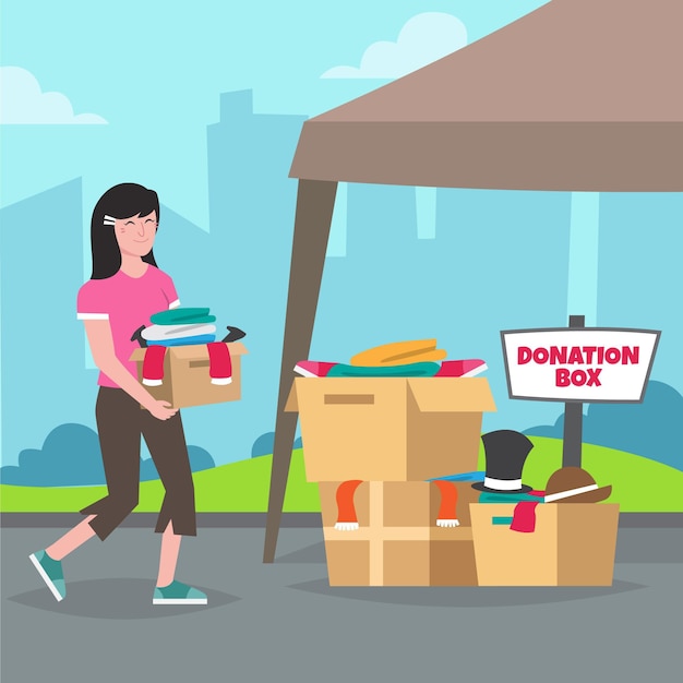 Flat design clothing donation concept