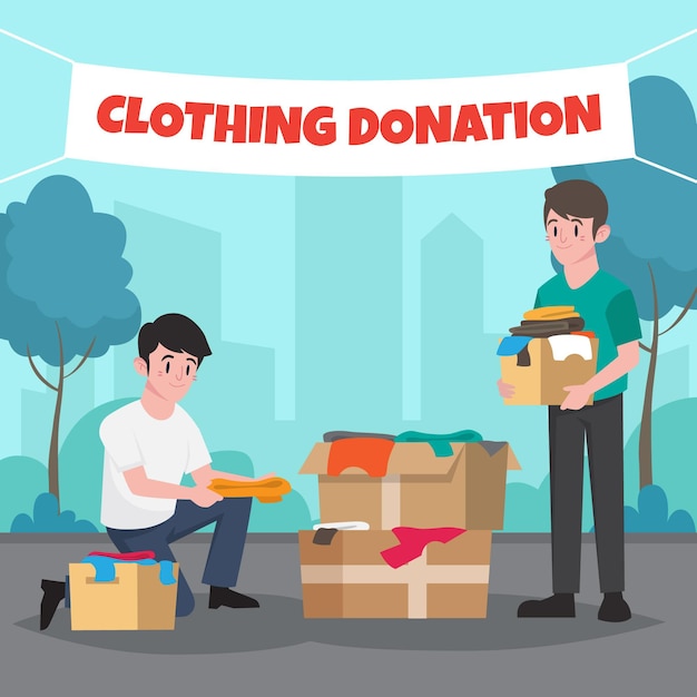 Flat design clothing donation concept