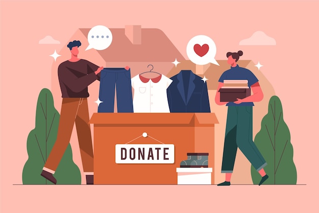 Flat design clothing donation concept