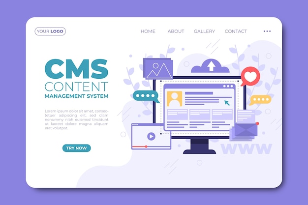 Flat design cms content landing page