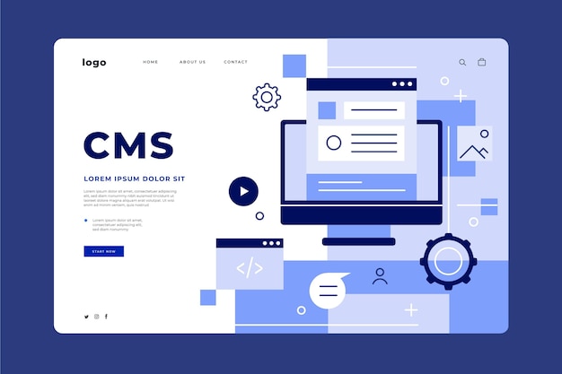 Flat design cms landing page web template