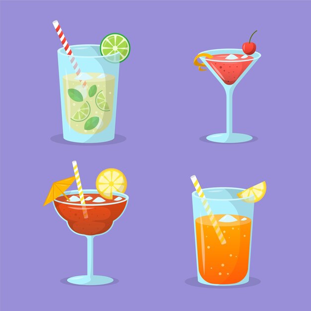 Flat design cocktail collection