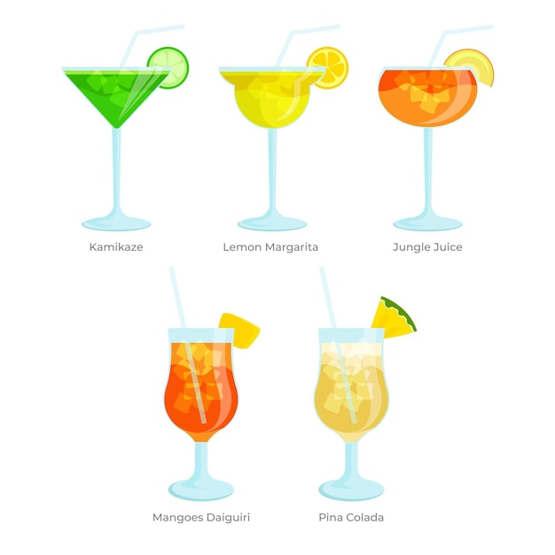 Free Vector flat design cocktail collection