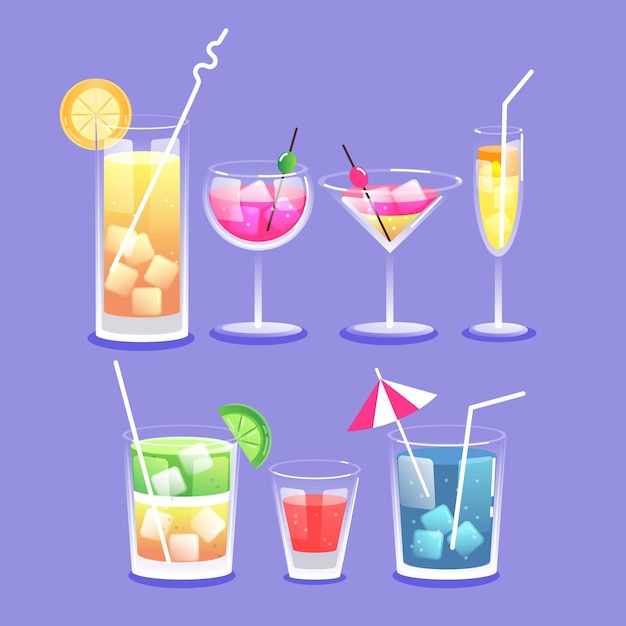 Flat design cocktail collection