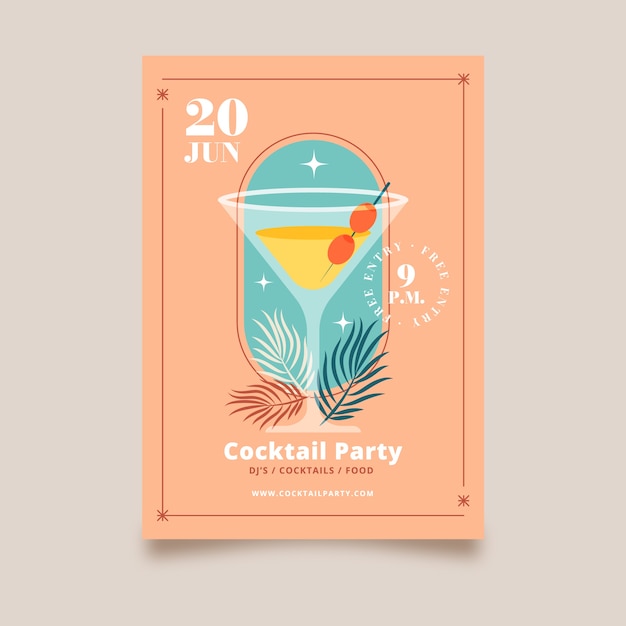 Flat design cocktail flyer template