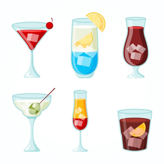 Flat design cocktail set