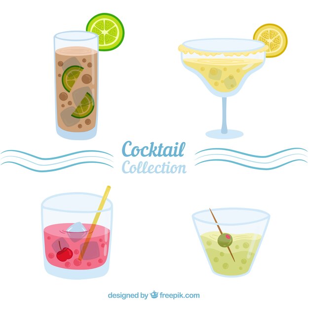 Flat design cocktails collection