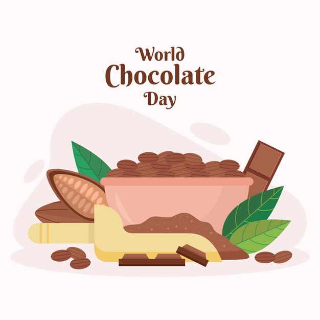 Flat design cocoa beans illustration