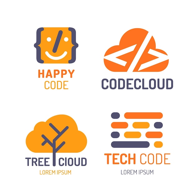 Free vector flat design code logo collection