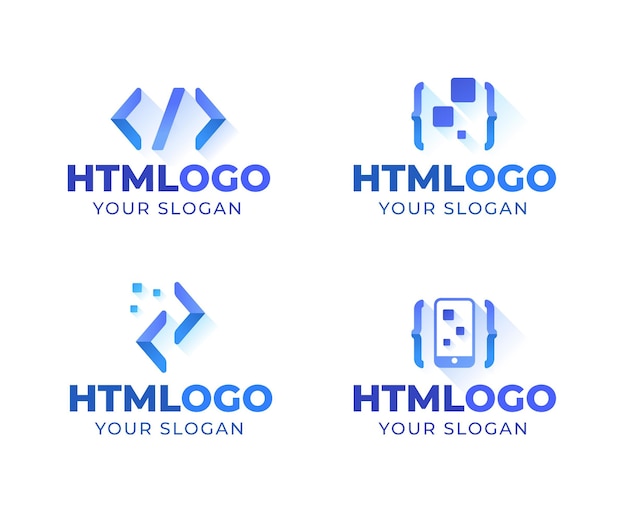 Flat design code logo collection