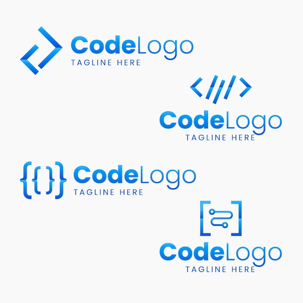 Flat design code logo pack