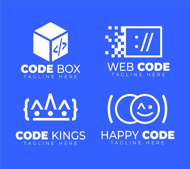 Flat design code logo pack