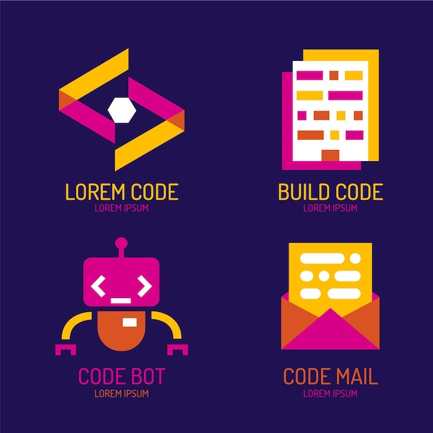 Free Vector flat design code logo set