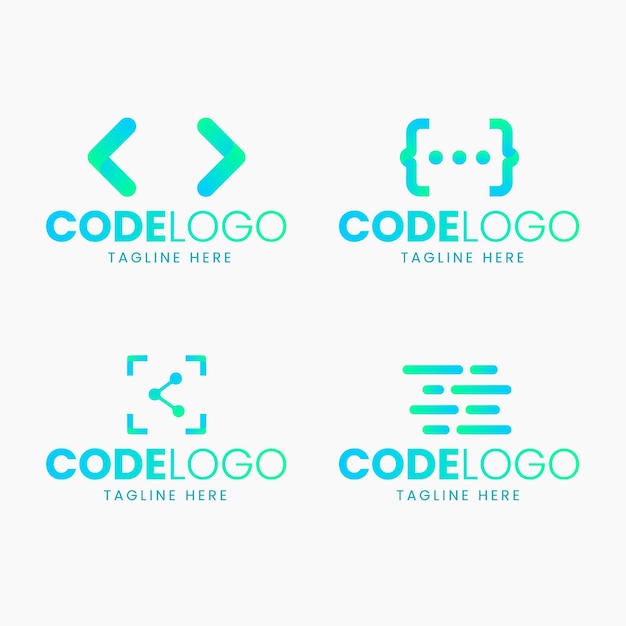 Flat design code logo set