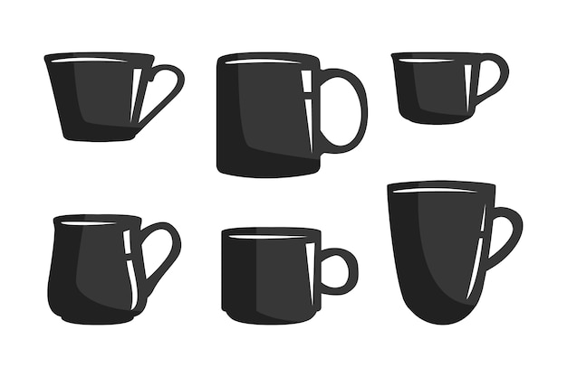 Free vector flat design coffee cup silhouette set