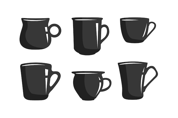 Free Vector flat design coffee cup silhouette set