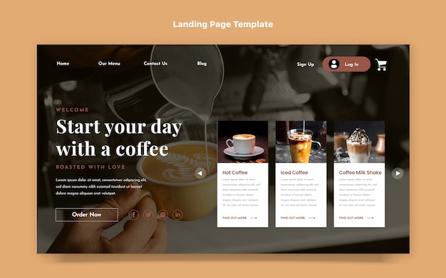 Free Vector flat design coffee landing page