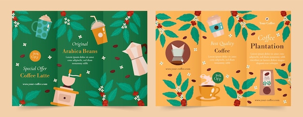 Flat design coffee plantation brochure