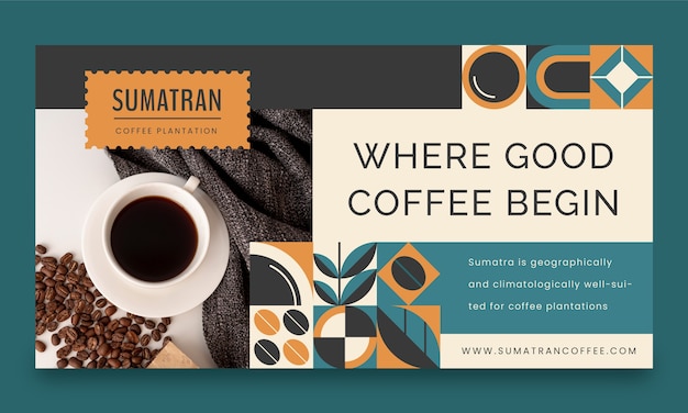 Free Vector flat design coffee plantation facebook template