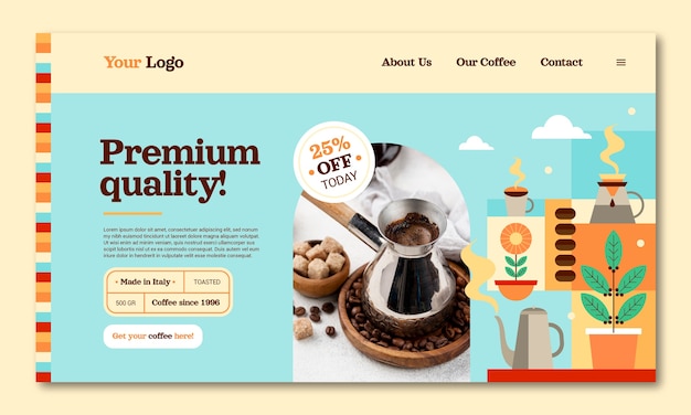 Free Vector flat design coffee plantation landing page template