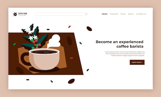 Free Vector flat design coffee plantation landing page