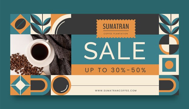 Flat design coffee plantation sale banner