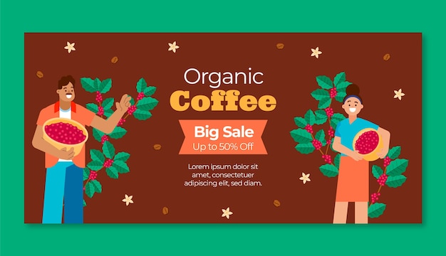 Free Vector flat design coffee plantation sale banner